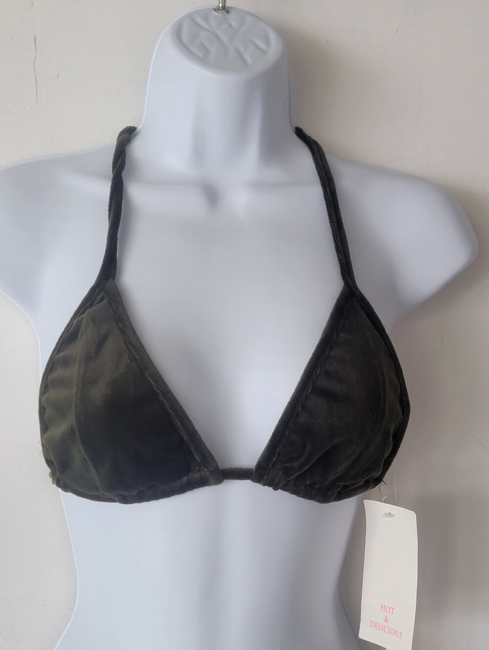 Hot & Delicious Olive Green Triangle Bikini Top Size M